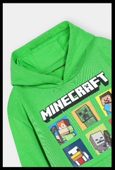 Minecraft Green Hoodie – Official Character Print for Boys