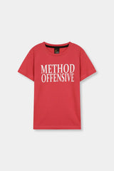 Kids Red “Method Offensive” T-Shirt  Black Shorts Set