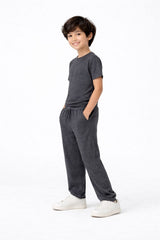 Charcoal Grey Kids Co-Ord Set – Comfortable T-Shirt Trouser Outfit