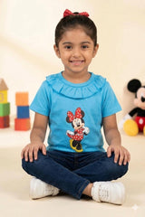 Girls Sky Blue Minnie Mouse T-shirt