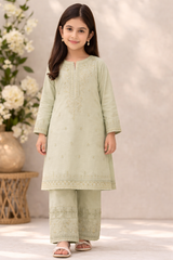 Mint Green Embroidered Kids Kurta Set