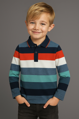 Boys’ Striped Long-Sleeve Polo Shirt