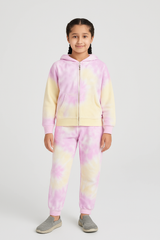 Pastel Tie-Dye Cozy  Hoodie and Jogger Set For Girls
